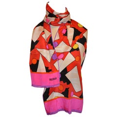Bill Blass Bold Abstract Silk Scarf