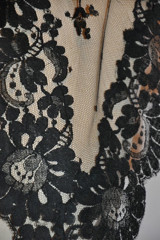 Black Net-Laced with Scallop Edges "Widow" Scarf