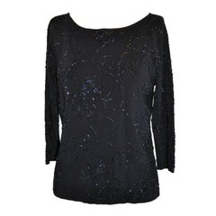 Vintage Carmen Marc Valvo Black Jersey with Beadwork Pullover.