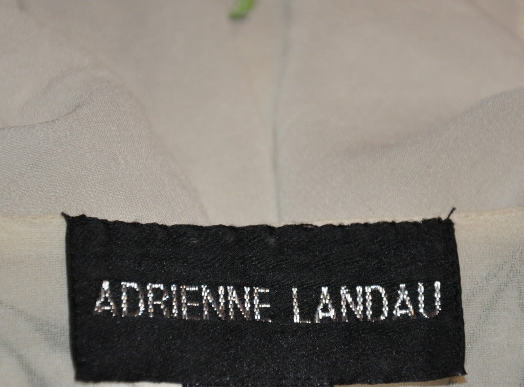 Adrienne Landeau Hand-Embroidered Silk Chiffon Draw-String Kimono Top 3