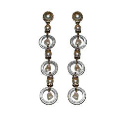 Retro Glass with pearls and rhinestones earrings