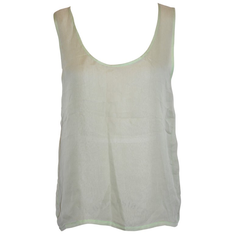 Yves Saint Laurent Pale Green Silk Chiffon Tank Top