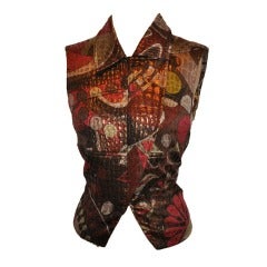 Emilio Pucci Multi-Color Metallic Lame Quilted Zipper-Front Top 4