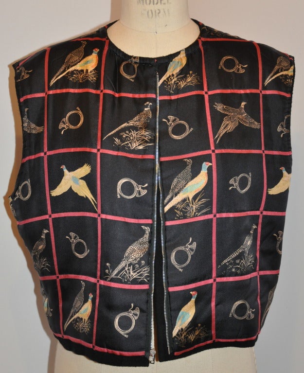 Women's Gucci Silk Blouse with Matching Lined Wool Vest Ensemble For Sale