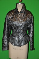 Metallic steel lame motorcycle-style jacket