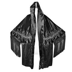 Antique Victorian black silk opera coat