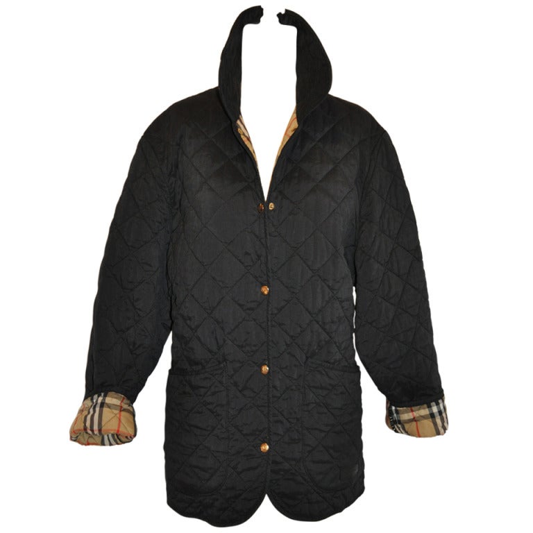 Burberrys Black with Signature Plaid Quilted Jacket