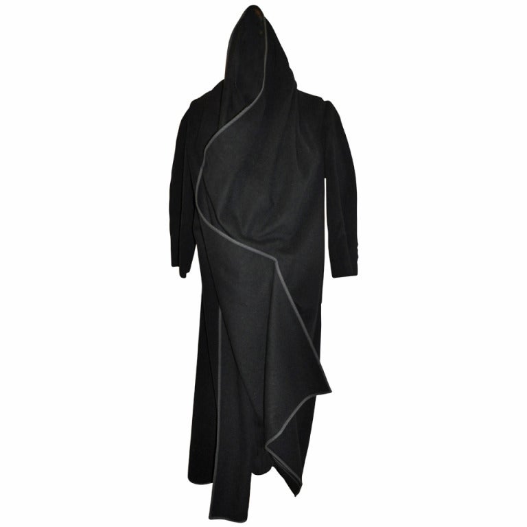 Comme des Garcon Black Oversized Deconstructed Wrap Coat For Sale