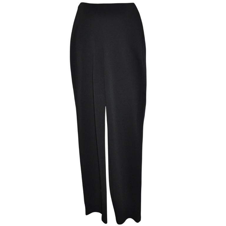 Donna Karan Black Wool Jersey Trousers For Sale