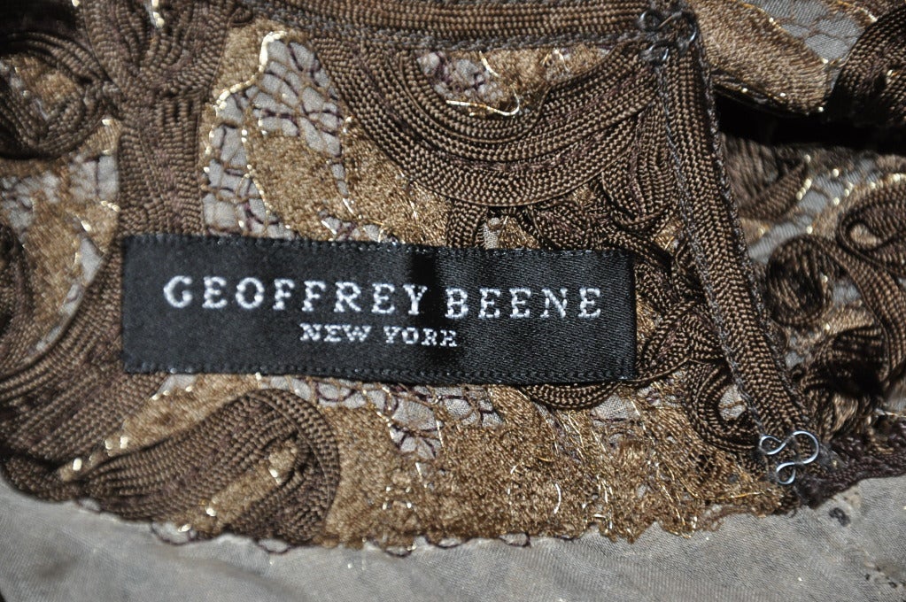 Geoffrey Beene Couture Organza with Gold Lame and Silk Ribbon Embellishment Top For Sale 2
