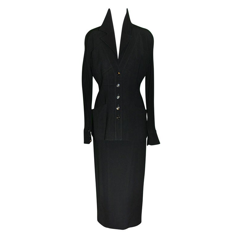 KARL LAGERFELD NwT Elegance @ its best BLACK Rhinestone Self-Tie Crêpe Jumpsuit 