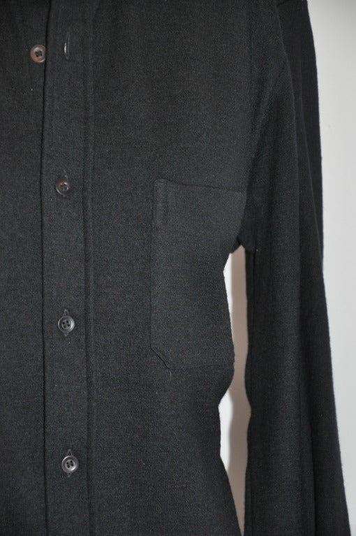 Dries Van Noten classic cut men's button-down shirt has seven (7) buttons in front. Front measures 26