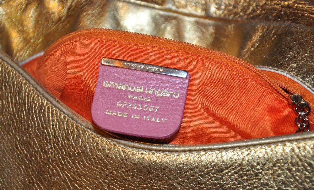 Brown Emanual Ungaro Metallic Gold Shoulder Bag For Sale