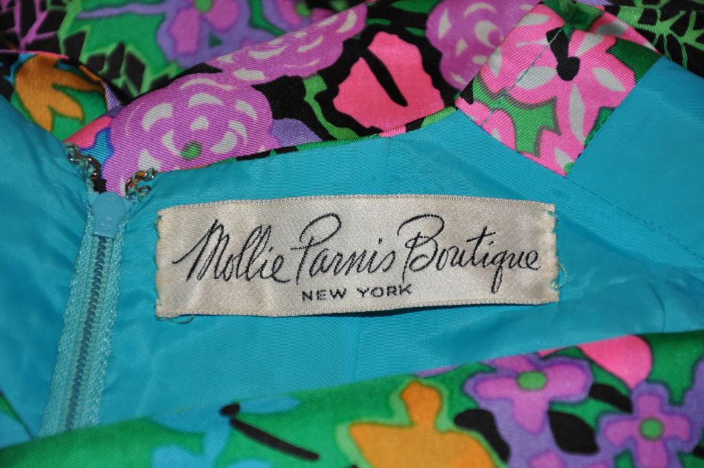 Women's Mollie Parnis 'Boutique' floral silk dress w/scarf