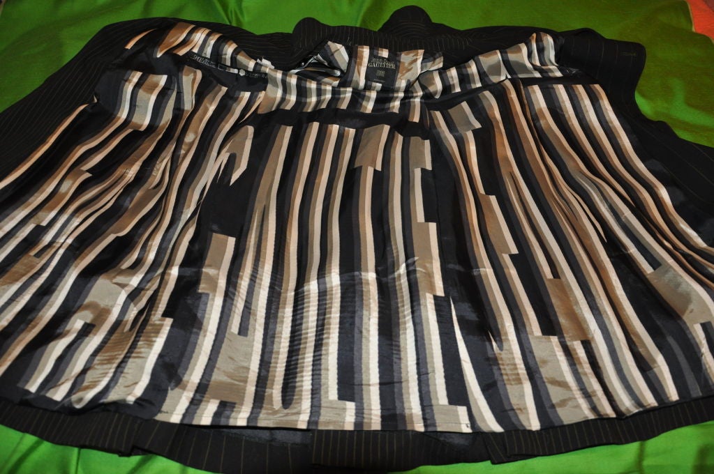 Black Jean Paul Gaultier multi-pinstriped coat For Sale
