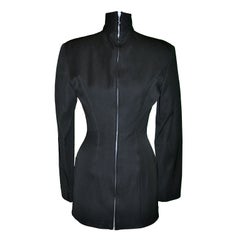 Rare Jean Paul Gaultier 'Gibo' black high-neck, detailed with boning mini dress