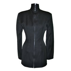 Retro Rare Jean Paul Gaultier 'Gibo' black high-neck, detailed with boning mini dress