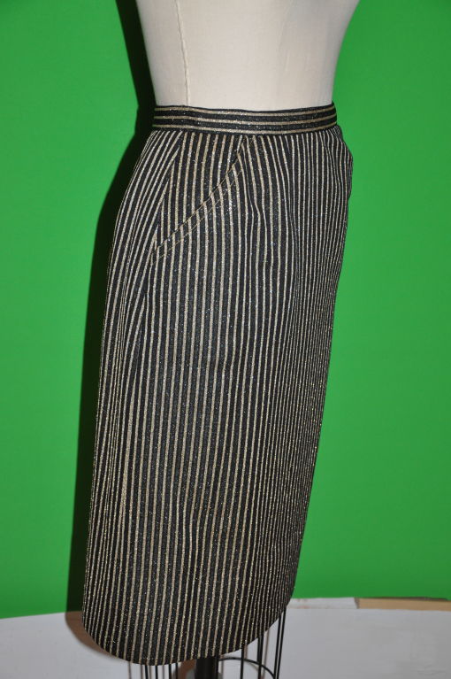 Black Possible Norman Norell Metallic black & Gold stripe suit For Sale