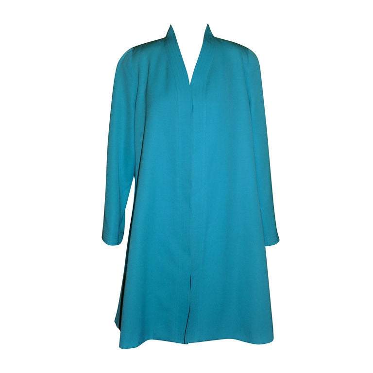 Maurice daquin (Paris) Turquoise wool swing coat