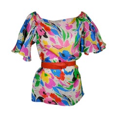 Pilar Rossi - Haut en organza de soie à imprimé floral