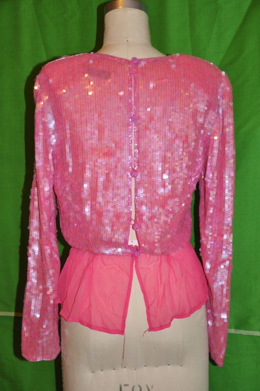 Pink Victor Costa pink sequins top For Sale