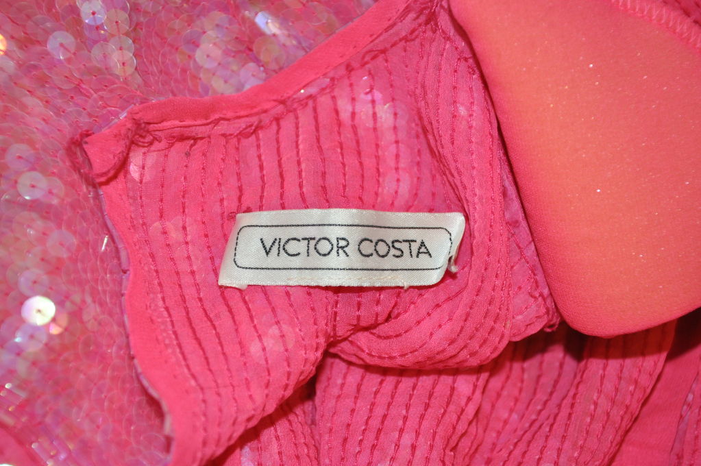 Women's Victor Costa pink sequins top For Sale