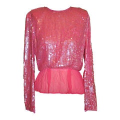 Victor Costa pink sequins top