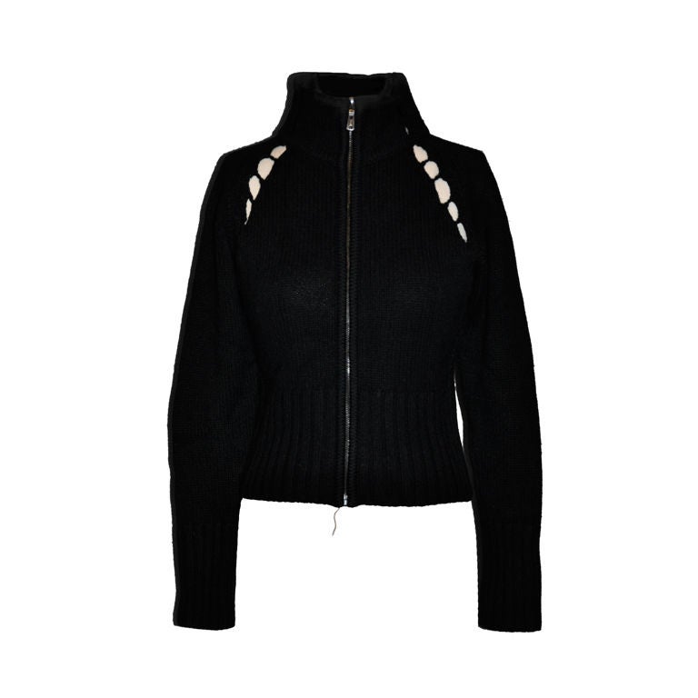 Pull à fermeture éclair en cachemire noir Yves Saint Laurent en vente