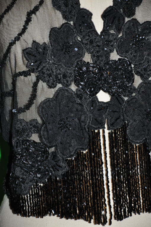 Women's Adrienne Landau cocktail netted embroidered jacket For Sale