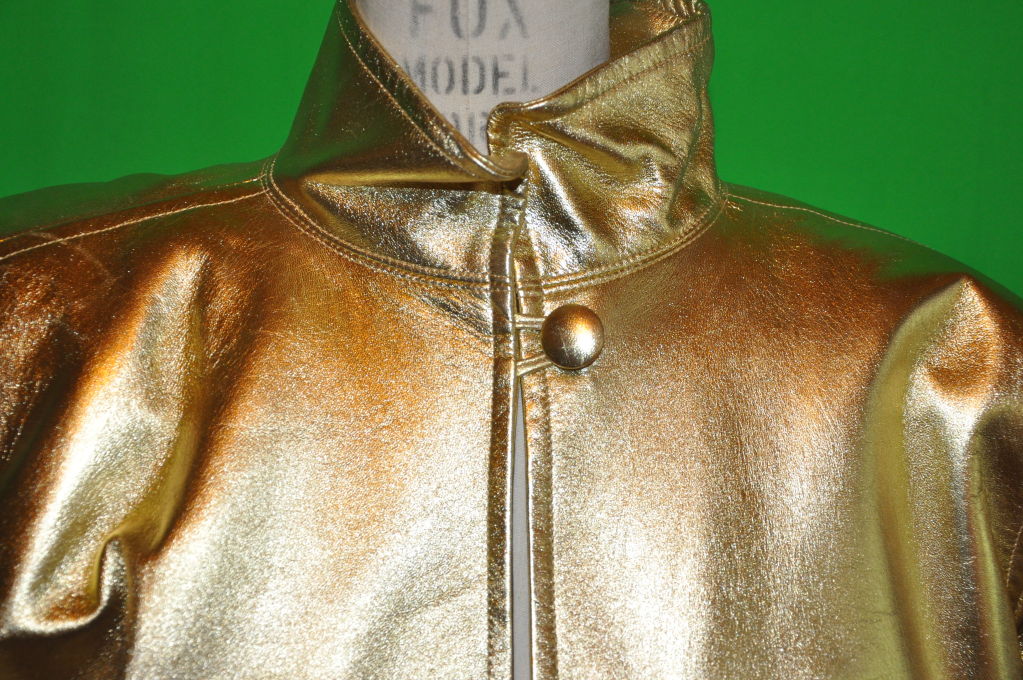 Brown Yves Saint Laurent  Rive Gauche gilded gold coat