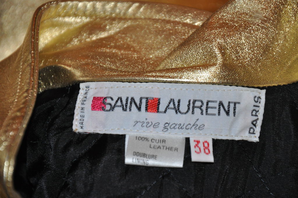 Yves Saint Laurent  Rive Gauche gilded gold coat In Good Condition In New York, NY
