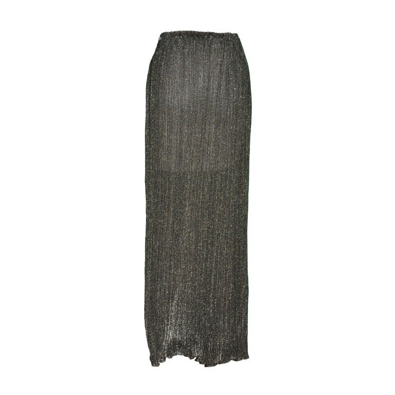 Gordon L. Clarke (England) gold/black stretch lame skirt For Sale
