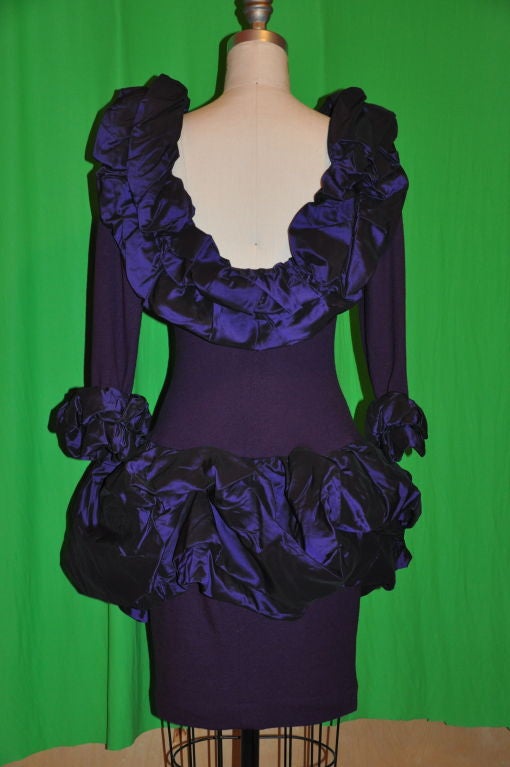 Purple Isabelle Allard Body-hugging Pouf-Pouf wool jersey dress