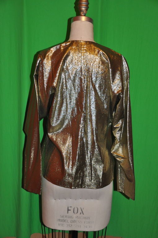 Brown Rare Iconic John Anthony 2-piece gold-lame ensemble For Sale