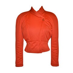 Mugler Neon Orange quilted zippered jacket