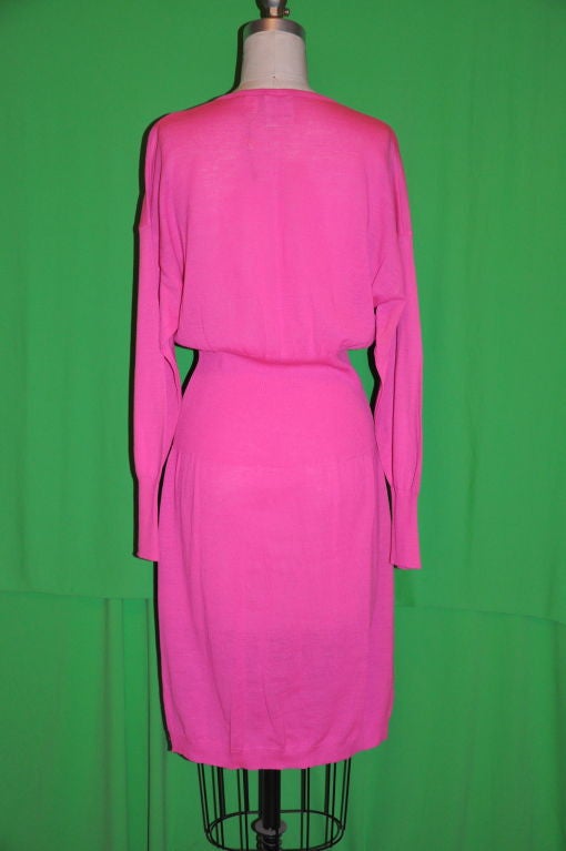 Pink Angelo Tariazzi neon pink lightweight knitted dress For Sale