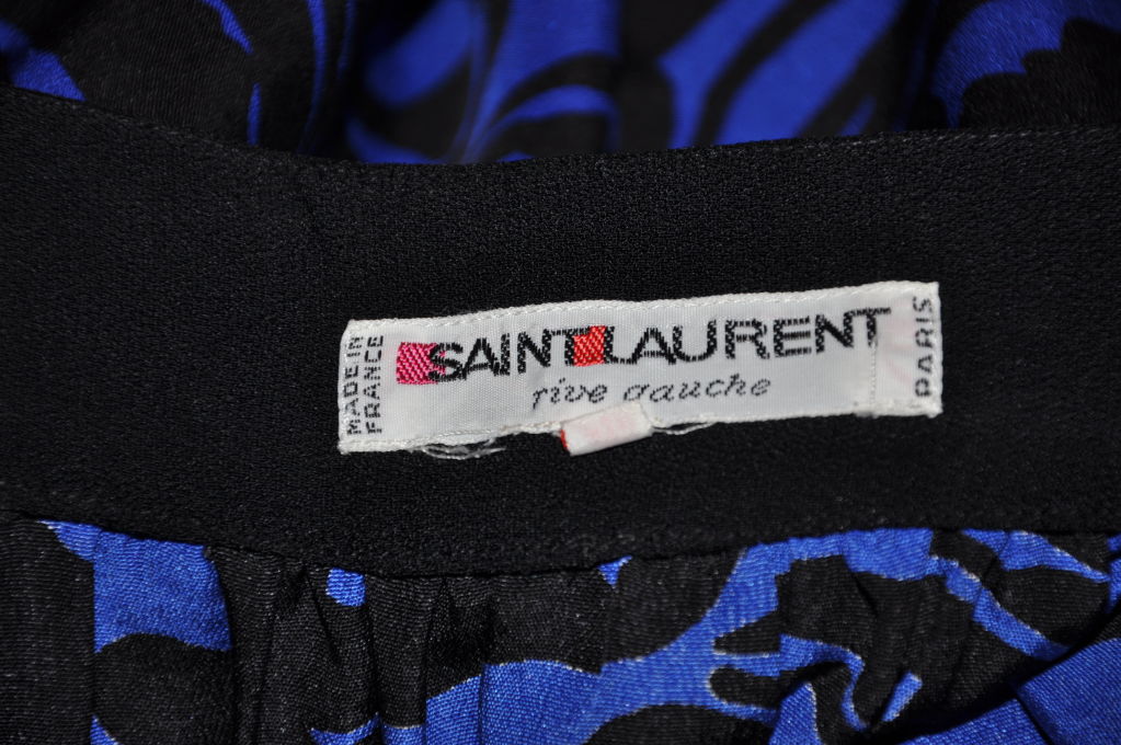 Purple Yves Saint Laurent Rive Gauche Navy & Black Peasant dress For Sale