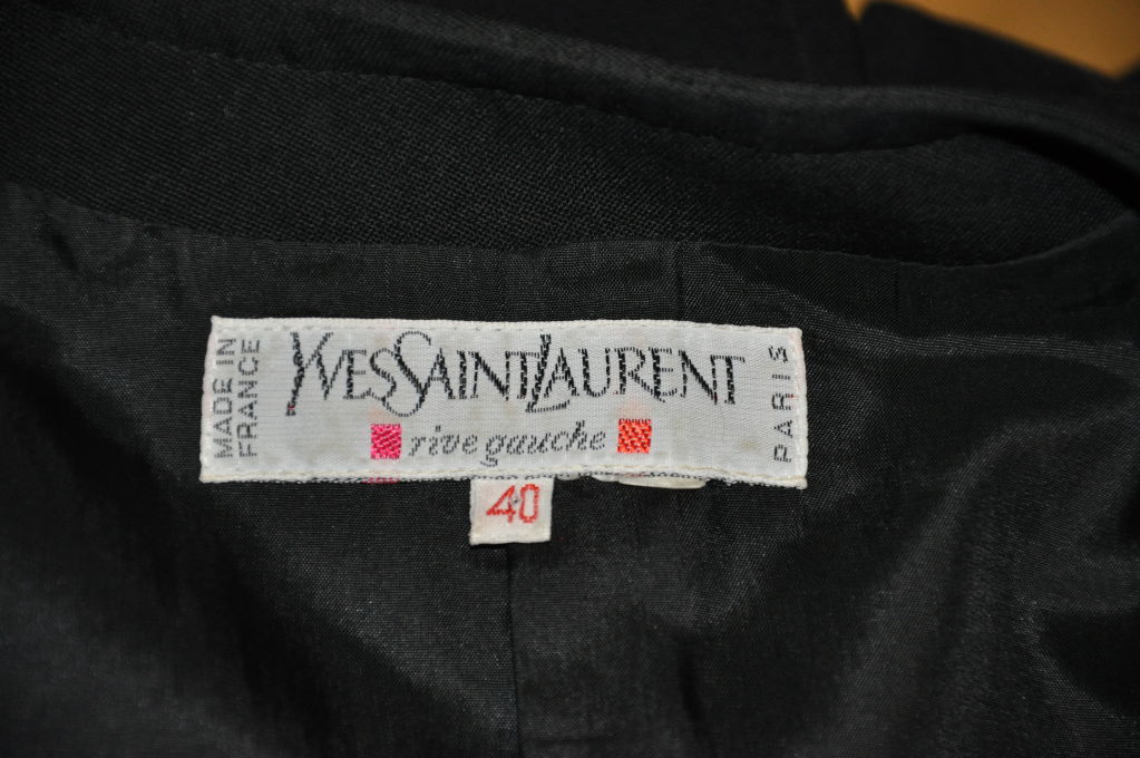 Women's Yves Saint Laurent black wool wrap skirt suit