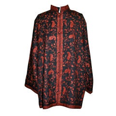 Hand-embroidered black wool jacket