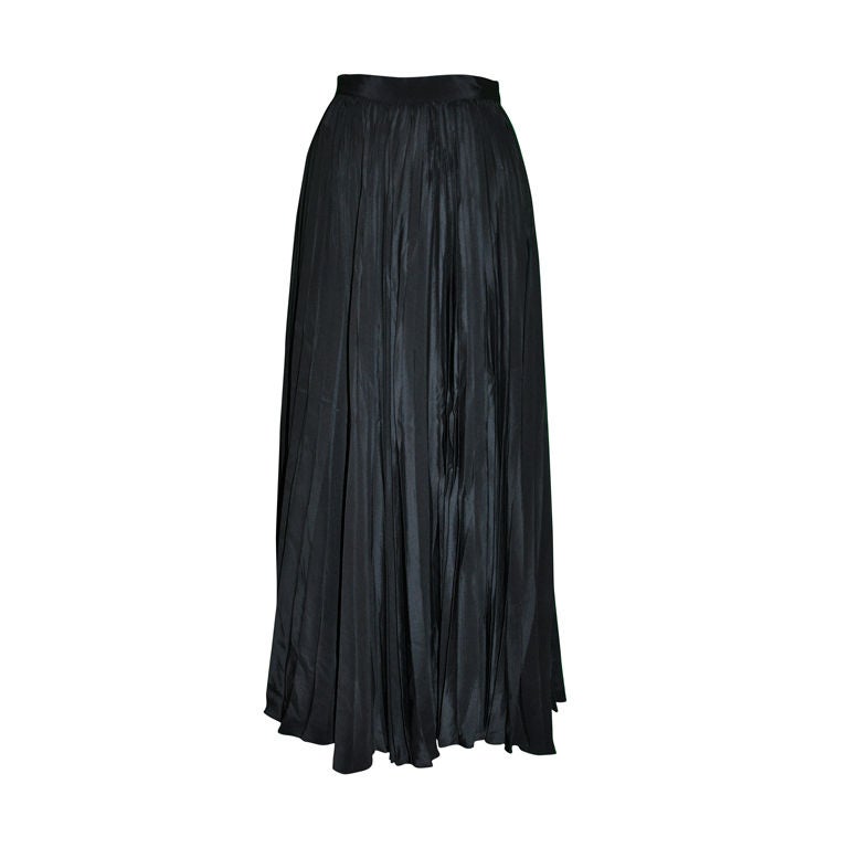 Ralph Lauren black silk accordion maxi skirt For Sale at 1stDibs