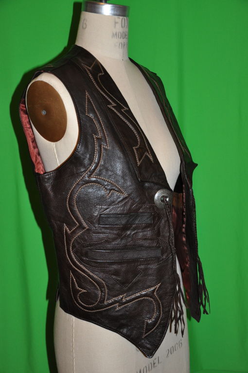 Rare handmade patchwork embroidered leather vest at 1stDibs