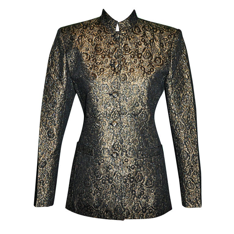 Alfred Sung Metallic gold and black evening jacket