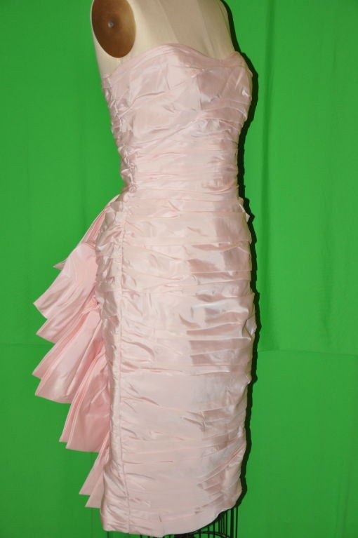 Victor Costa powered pink strapless cocktail dress