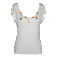 Spazio (Italy) White tee with gold embellishment