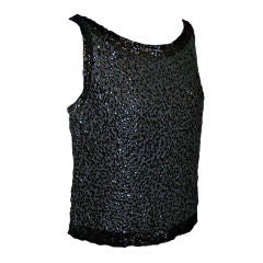 Vintage Bergdorf Goodman Black chiffon sequined tank