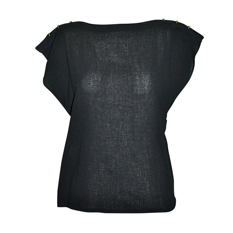 Rodier (Paris) boatneck cotton top with gold hardware For Sale at 1stDibs