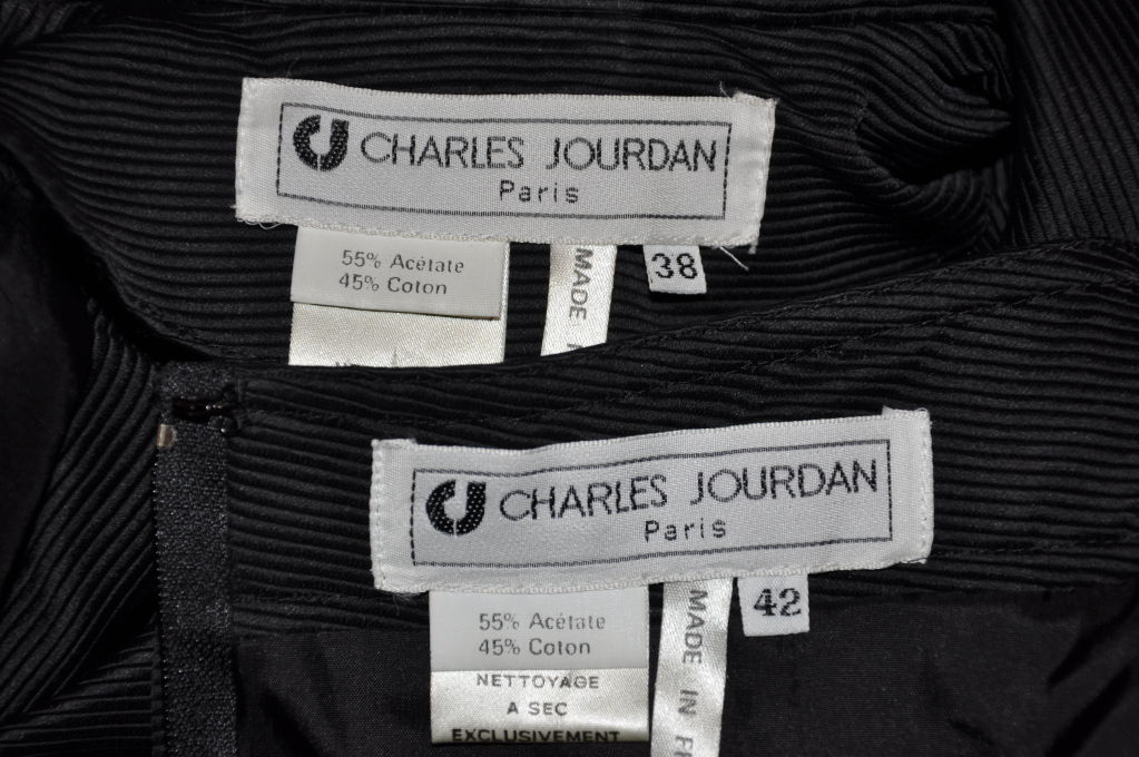 Charles Jourdan black two-piece wrap skirt-suit at 1stDibs