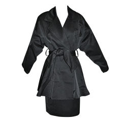 Charles Jourdan black two-piece wrap skirt-suit 7