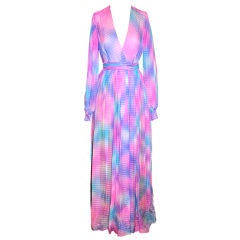 Pauline Trigere Rainbow colored chiffon evening gown 3