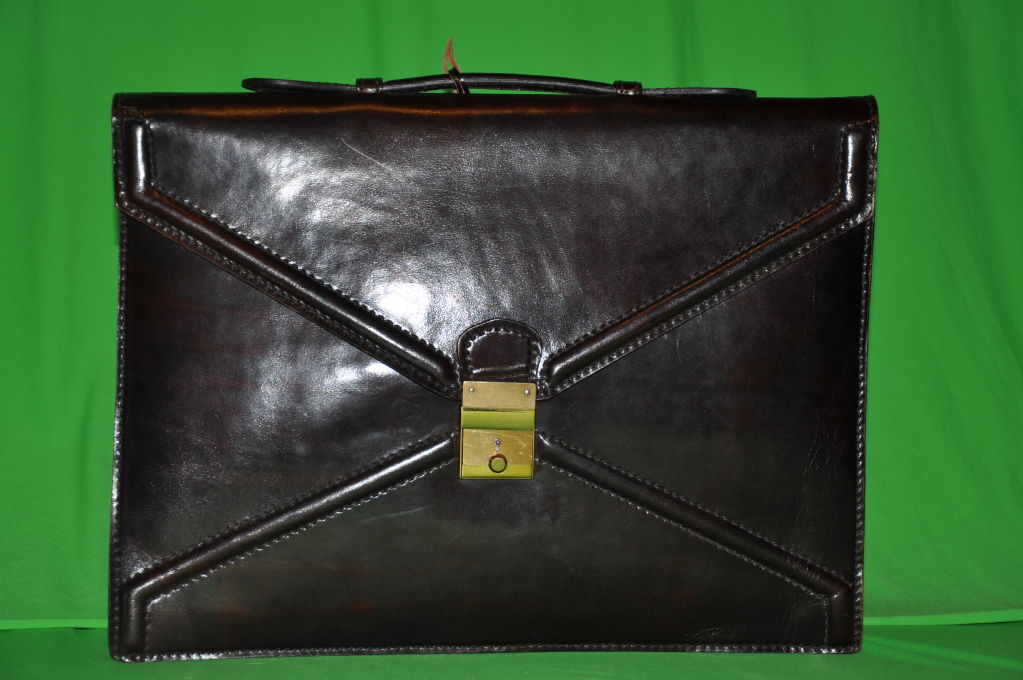 Salambo of Italy Dark brown leather briefcase with 